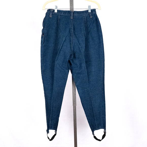 Vintage 80s 90s Bill Blass Hi-Rise Denim Stirrup Pants SZ 12 PETITE Made in USA - Picture 5 of 7